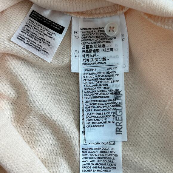 Levi's Short Sleeve Collared Housemark Polo Shirt Mens M Beige w/ Green Trim NWT - Picture 4 of 6